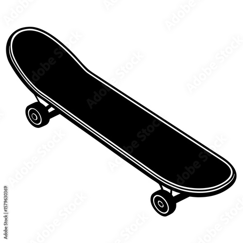 Skateboard icon vector, a skateboard silhouette, Vector of skateboard art, skateboard black silhouette vector isolated