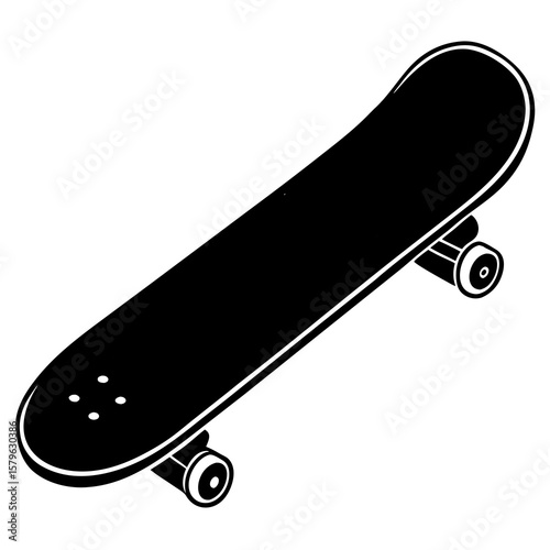 Skateboard icon vector, a skateboard silhouette, Vector of skateboard art, skateboard black silhouette vector isolated