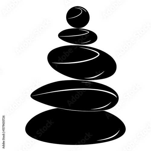 Stacked stones icon vector, a stacked stones silhouette, Vector of stacked stones art, stacked stones black silhouette vector isolated