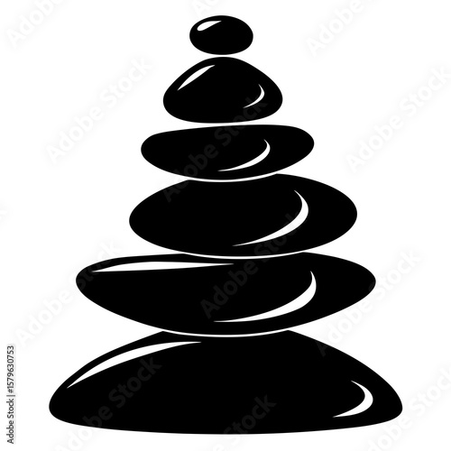 Stacked stones icon vector, a stacked stones silhouette, Vector of stacked stones art, stacked stones black silhouette vector isolated