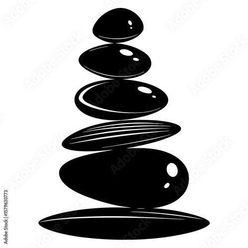 Stacked stones icon vector, a stacked stones silhouette, Vector of stacked stones art, stacked stones black silhouette vector isolated