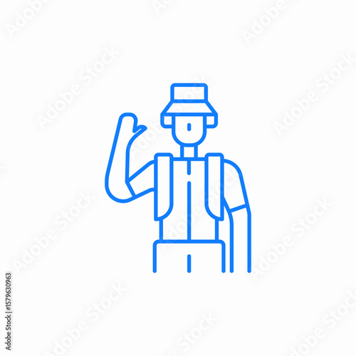tourist waving hello icon sign vector
