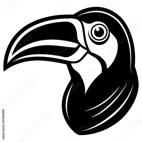 Toucan head icon vector, a toucan head silhouette, Vector of Animal head art, Animal head black silhouette vector isolated