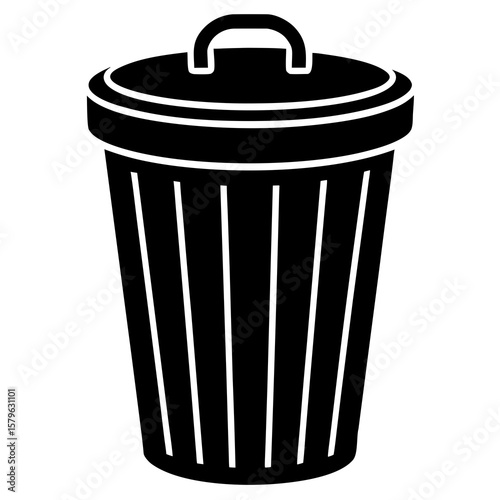 Trash bin icon vector, a trash bin silhouette, Vector of trash bin art, trash bin black silhouette vector isolated