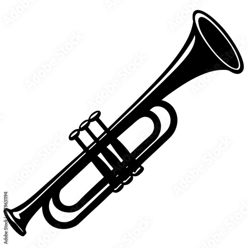 Trumpet icon vector, a trumpet silhouette, Vector of trumpet art, trumpet black silhouette vector isolated