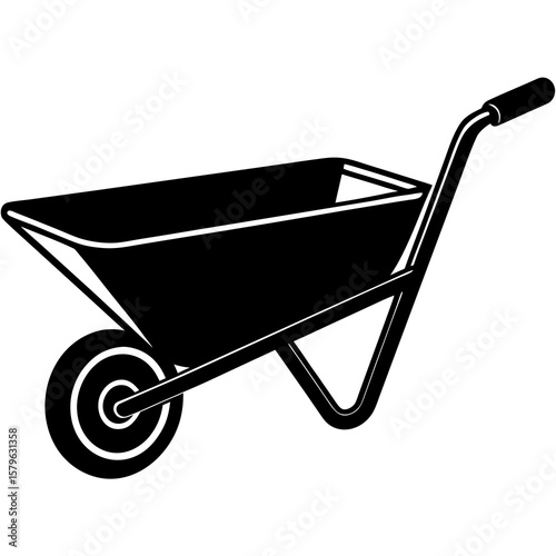Wheelbarrow icon vector, a Wheelbarrow silhouette, Vector of Wheelbarrow art, Wheelbarrow black silhouette vector isolated