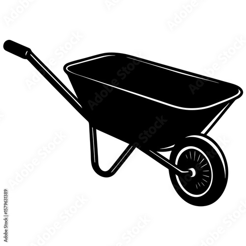 Wheelbarrow icon vector, a Wheelbarrow silhouette, Vector of Wheelbarrow art, Wheelbarrow black silhouette vector isolated