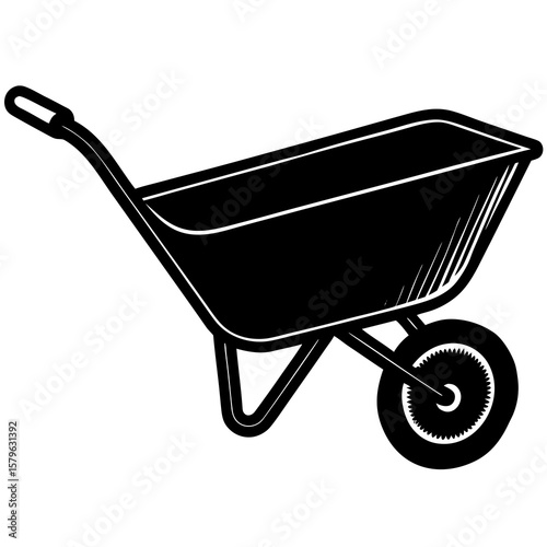 Wheelbarrow icon vector, a Wheelbarrow silhouette, Vector of Wheelbarrow art, Wheelbarrow black silhouette vector isolated
