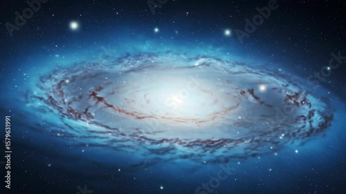Vast Spiral Galaxy in Deep Space Illuminated by Distant Stars and Nebulae