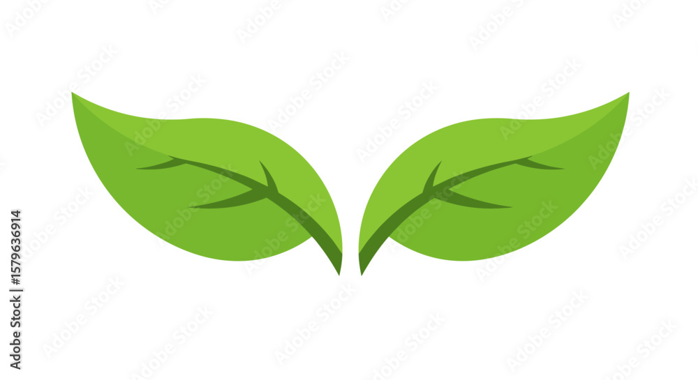 Fototapeta premium Green Leaf Logo Variations with Subtle Shadows
