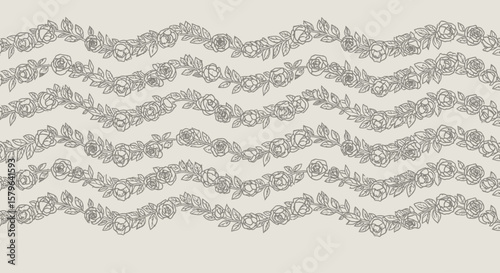 Elegant Floral Wave Pattern Seamless Design for Textile, Wallpaper, and Surface Decoration