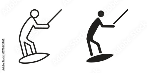 Wakeboarding icon vector modern flat and stroke designs
