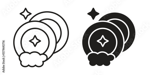 Washing dishes icon vector modern flat and stroke designs