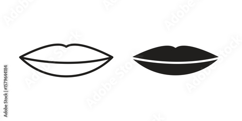 Thin lips icon vector modern flat and stroke designs