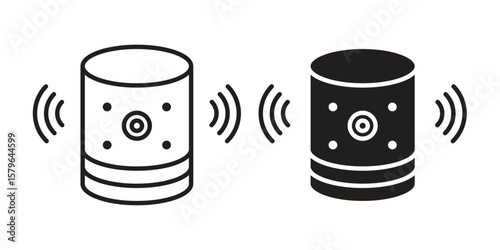 Smart speaker icon vector modern flat and stroke designs