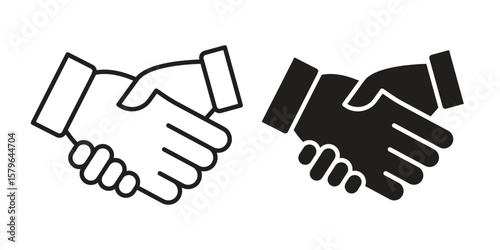 Shake hands icon vector modern flat and stroke designs
