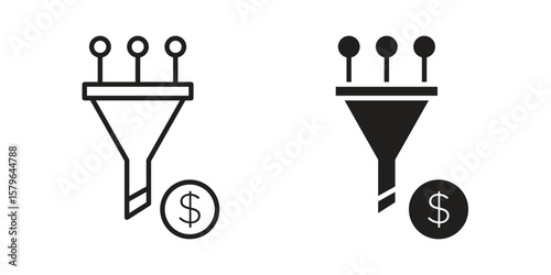 Sales funnel icon vector modern flat and stroke designs