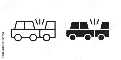 Rear end collision icon vector modern flat and stroke designs