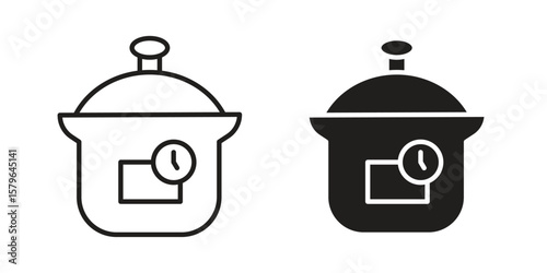 pressure cooker icon vector modern flat and stroke designs