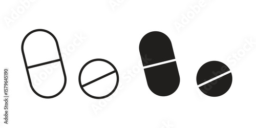 Pills icon vector modern flat and stroke designs