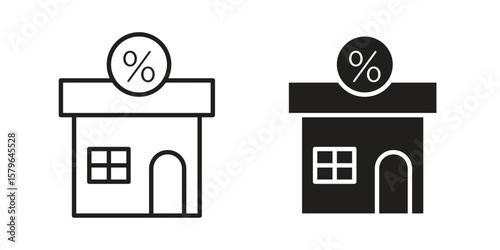 Mortgage rate icon vector modern flat and stroke designs