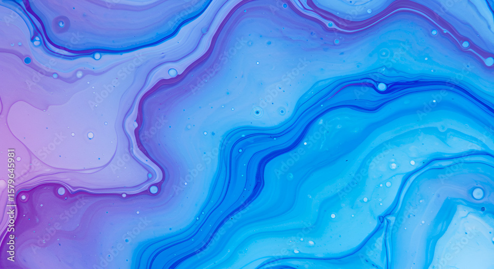 Fototapeta premium Fluid art abstract background with blue and purple shades, creative wave pattern