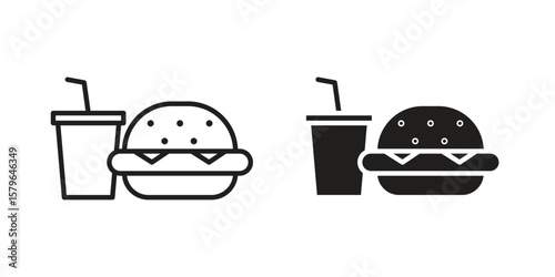 Fast food icon vector modern flat and stroke designs