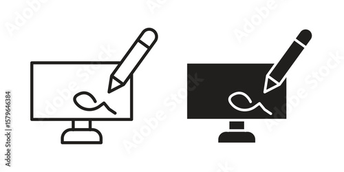 Electronic signature icon vector modern flat and stroke designs