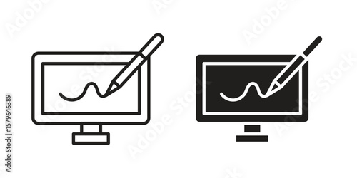 Electronic signature icon vector modern flat and stroke designs