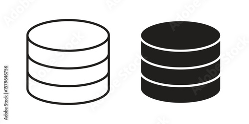 Cylinder database icon vector modern flat and stroke designs