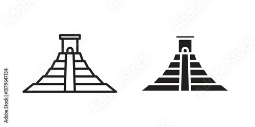 Chichen Itza icon vector modern flat and stroke designs