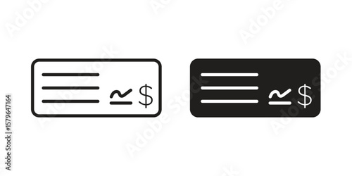 Cheque icon vector modern flat and stroke designs