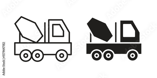 Cement truck icon vector modern flat and stroke designs
