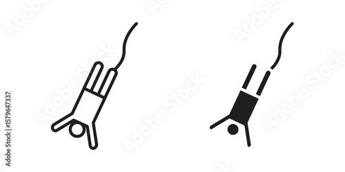 Bungee jumping icon vector modern flat and stroke designs