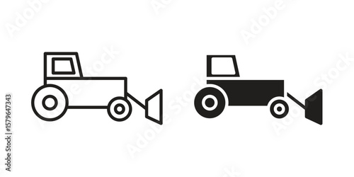 Bulldozer icon vector modern flat and stroke designs