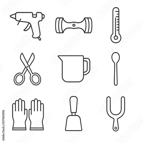 Icon candle jug thermometer vector pouring wick scissors glue craft gloves safety