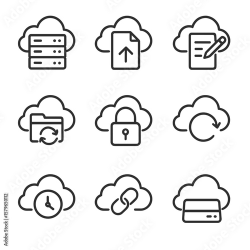 Edit auto version online folder upload icon cloud server vector workspace icons