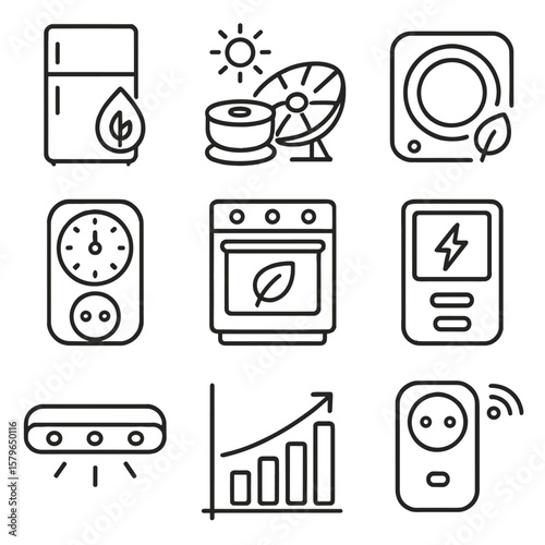 Monitor kitchen smart vector plug icon solar usage socket timer