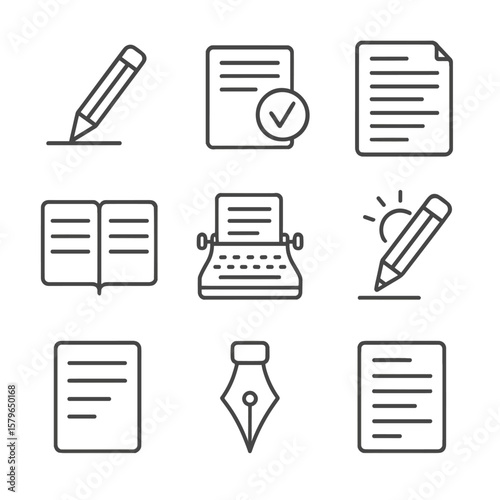 Writing practice correction essay typewriter sentence paper vector sheet pencil icon icons