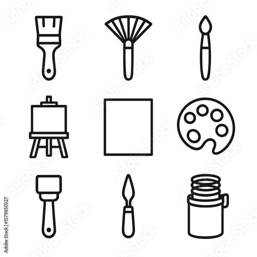 Mixing sponge tools icons palette vector brush icon painting round board easel