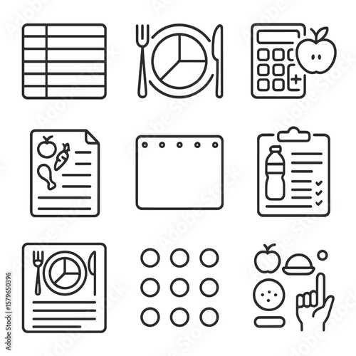 Vector daily tracker icon planner portion template planning icons board log menu
