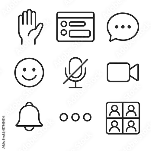 Microphone typing vector management private raised symbol grid icon classroom window chat