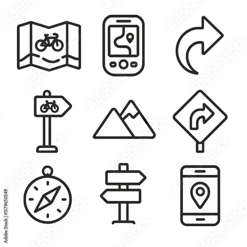 Way icons device icon sign arrow gps map symbol vector navigation cycling