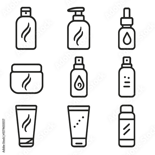 Bottle hair protectant can tube jar product styling mousse icon icons vector