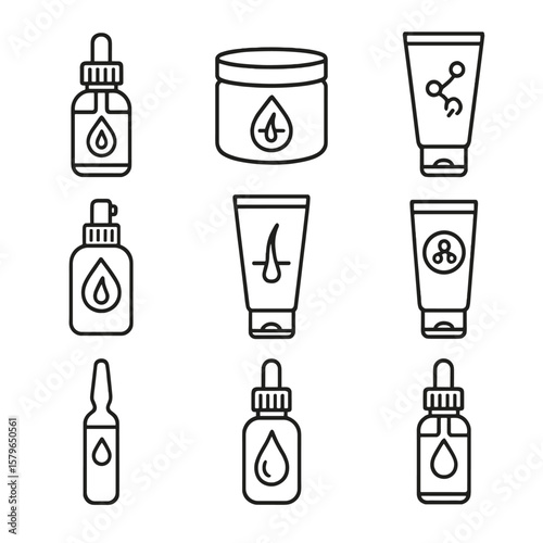 Icon serum repair bond icons cream treatment hair builder conditioner vector spray