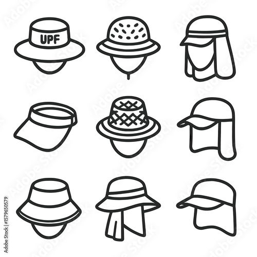 Visor uv tightly drape vector icon shade hat straw cap reflective protection
