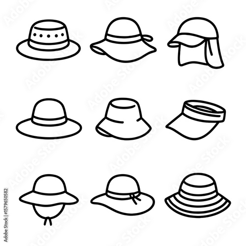 Hat visor breezy lightweight summer vector straw sun beach holes icon foldable