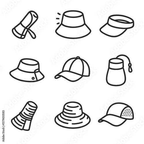 Cap icon lightweight size straw vector hat sun hats trail rollable adjustable
