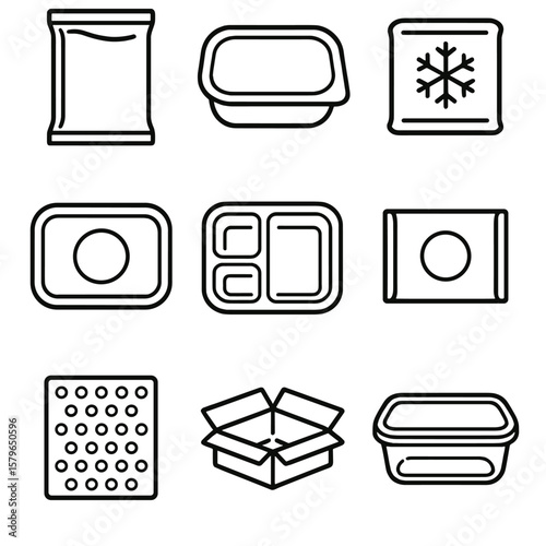 Kit packaging foil tray portion icon pack meal seal vector divider