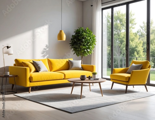 Bright yellow living room